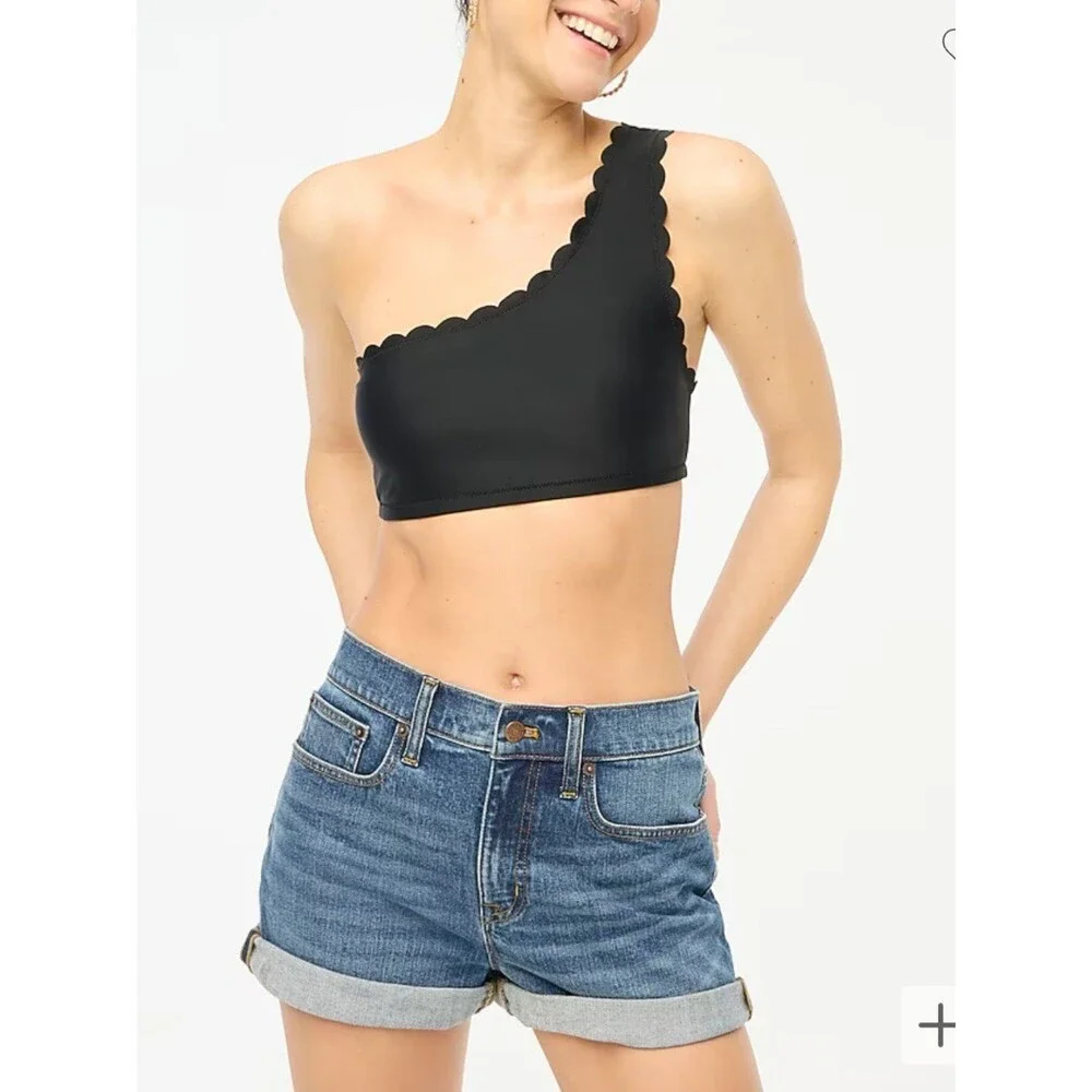NWT J Crew Scalloped one-shoulder bikini top XXS Retail $64.50